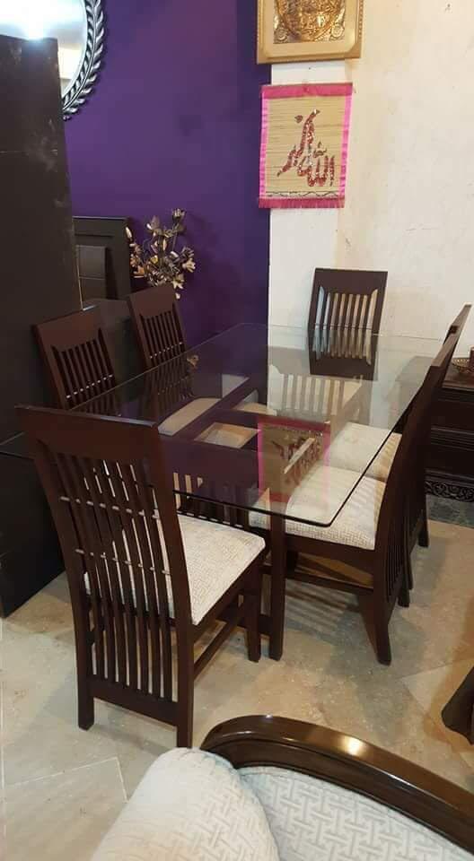 6-Seater Dining Table with 12mm Glass Top – Reasonable Price