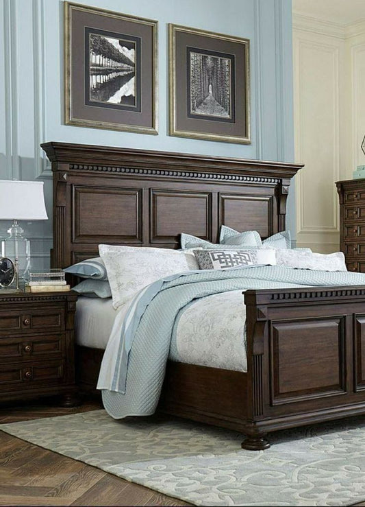 Modern Eco-Wood Linear Panel Bed