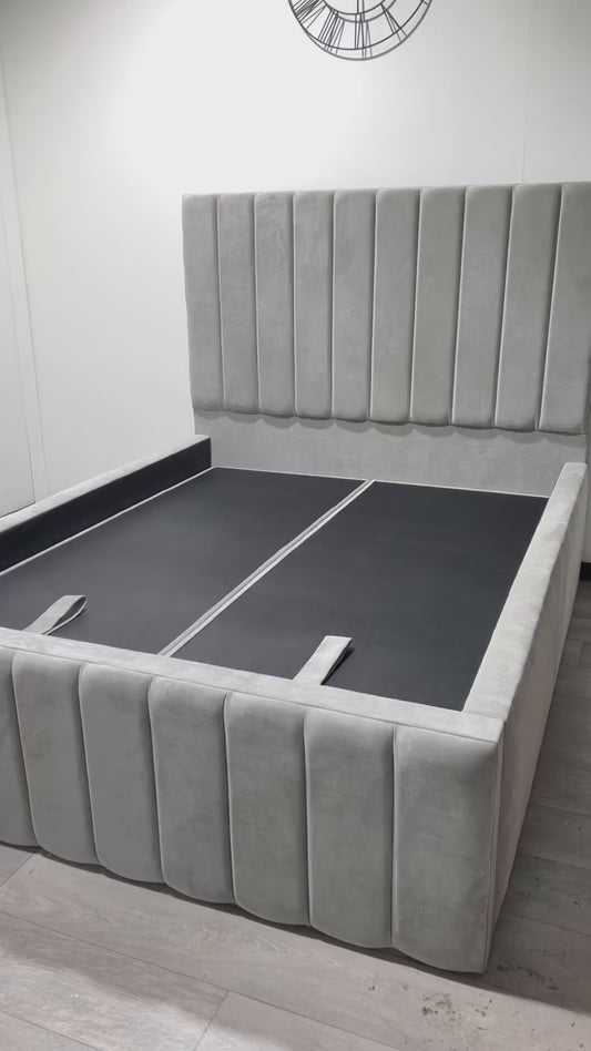 Royal Velvet Vertical Panel Bed with Hydraulic Storage